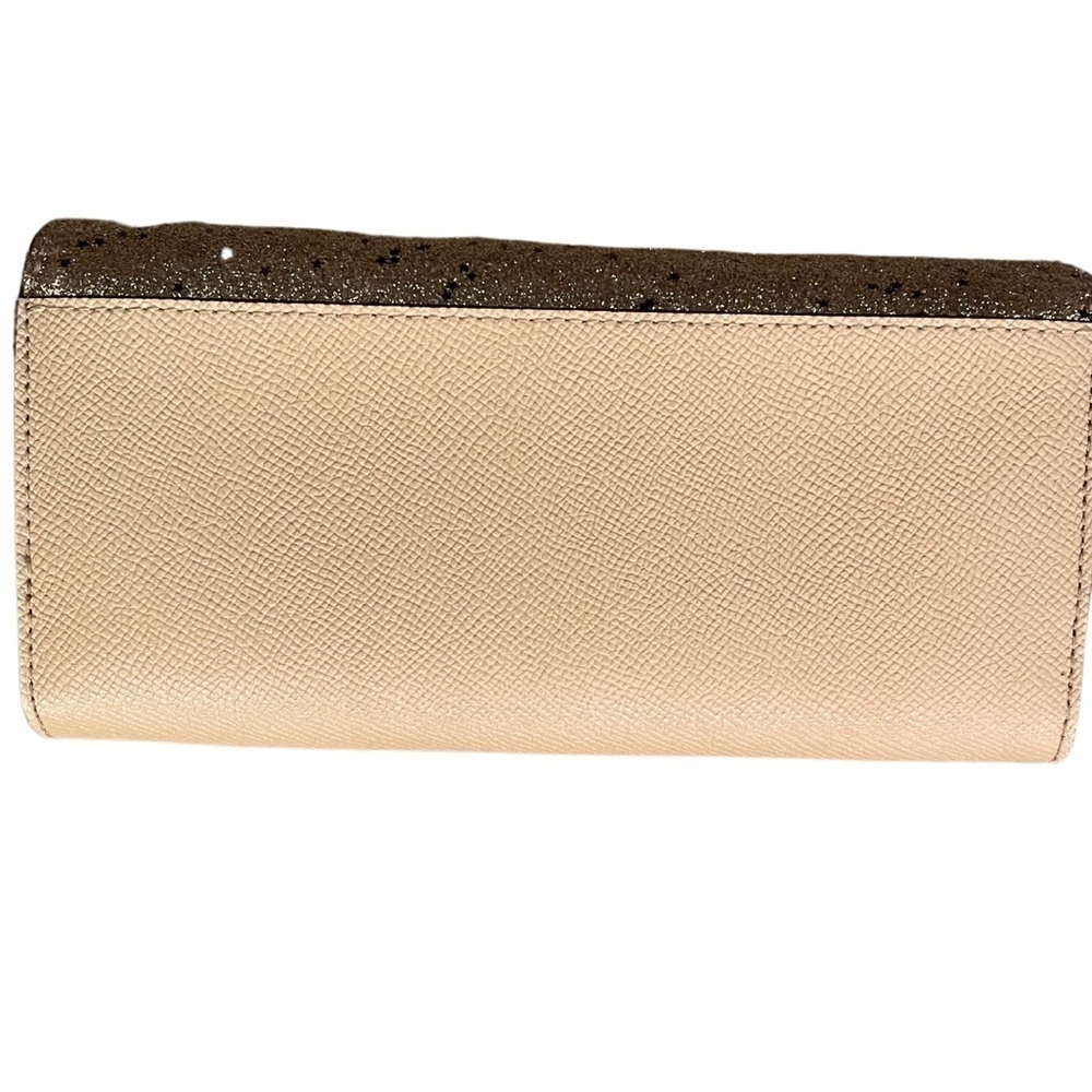 Coach Leather Envelope Wallet Sparkly Metallic Gold Clutch Evening Formal - Picture 3 of 12